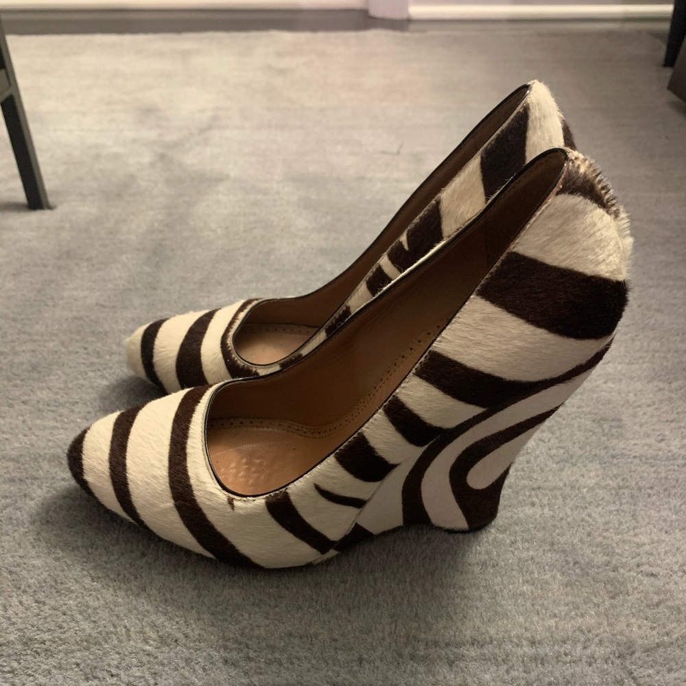 Alaia Zebra Stripe Pony Hair Platform